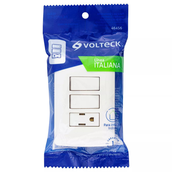 ‣ Placa contacto 2 interruptores, blanco... | Volteck