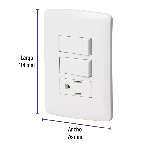 ‣ Placa contacto 2 interruptores, blanco... | Volteck