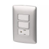 ‣ Placa contacto 2 interruptores, plata, Italiana... | Volteck