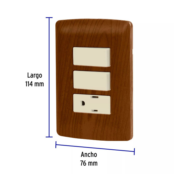 ‣ Placa armada 2 interruptores, línea Italiana | Volteck