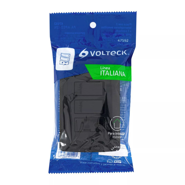 ‣ Placa armada 2 interruptores, negro, línea Ita... | Volteck