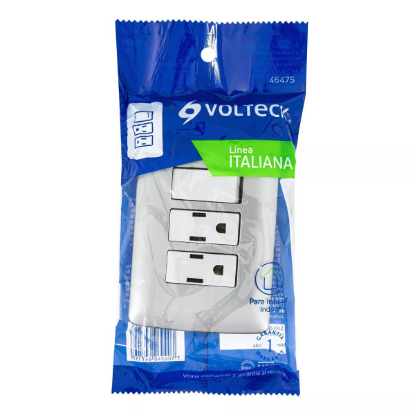 ‣ Placa armada 2 contactos e interruptor... | Volteck