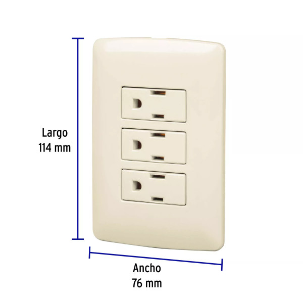 ‣ Placa 3 contactos aterrizados, marfil... | Volteck