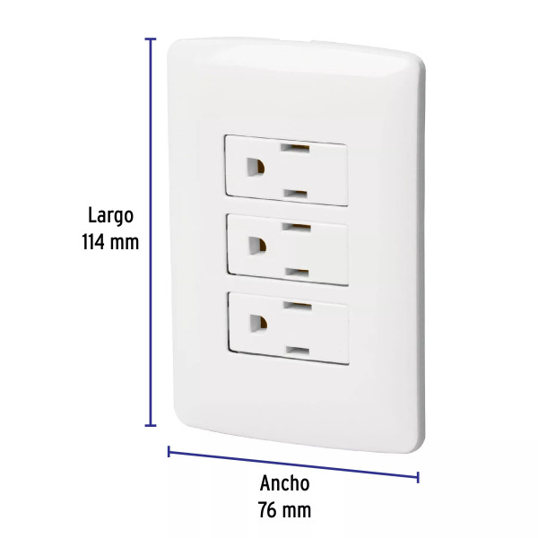 ‣ Placa armada 3 contactos aterrizados... | Volteck