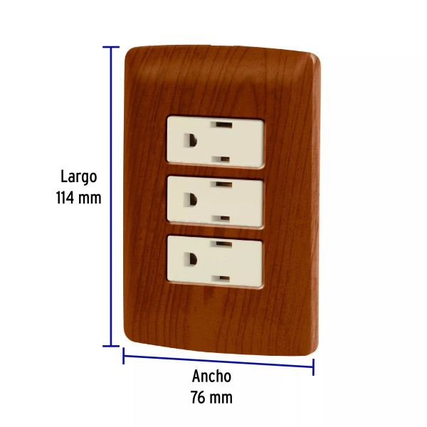 ‣ Placa armada 3 contactos, madera Italiana... | Volteck