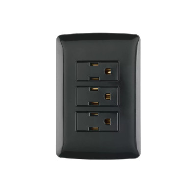 ‣ Placa 3 contactos aterrizados, negro Italiana | Volteck
