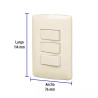 ‣ Placa 3 interruptores, línea Italiana | Volteck