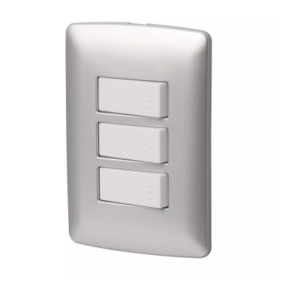 ‣ Placa 3 interruptores, plata, Italiana... | Volteck