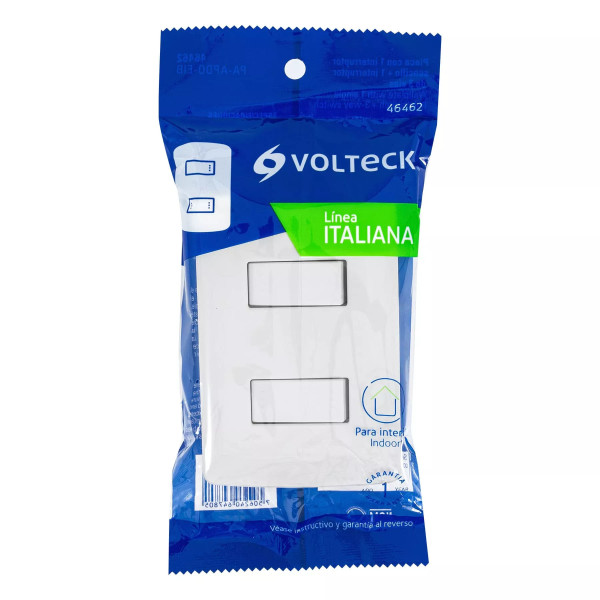 ‣ Placa armada 1 interruptor, blanca | Volteck