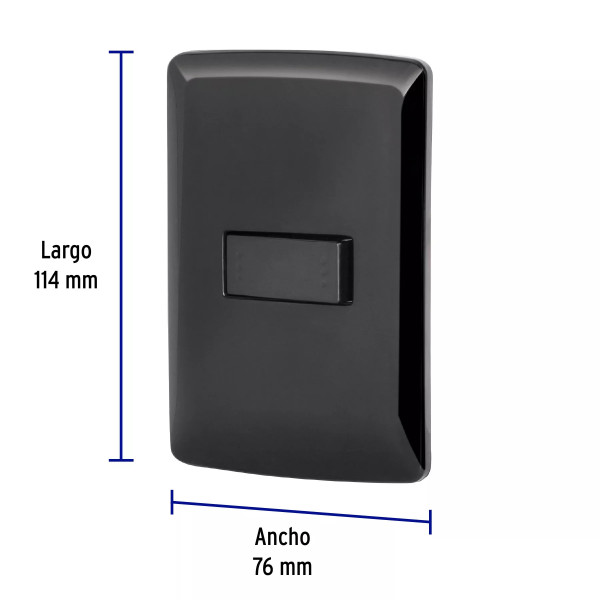 ‣ Placa armada 1 interruptor escalera, negro... | Volteck