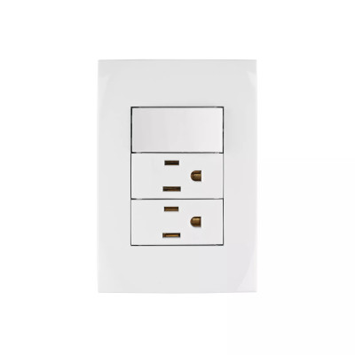 ‣ Placa 2 contactos e interruptor Oslo blanco... | Volteck