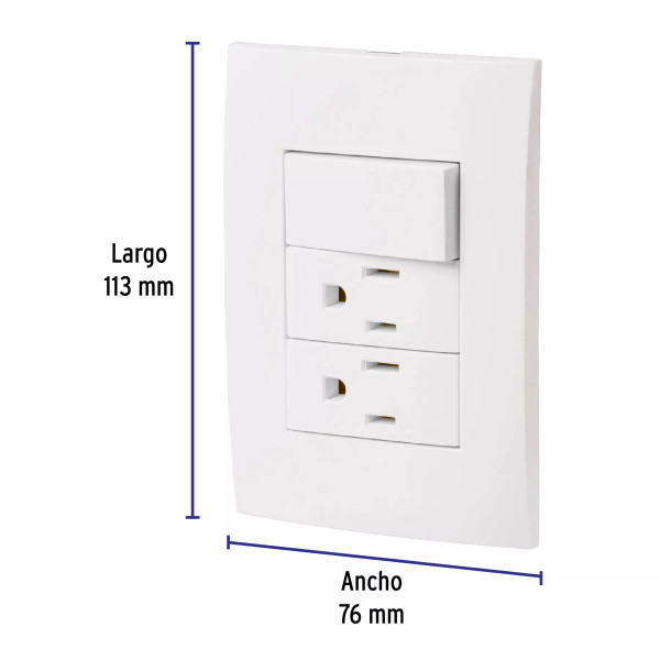 ‣ Placa 2 contactos e interruptor Oslo blanco... | Volteck