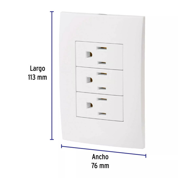 ‣ Placa 3 contactos aterrizados Oslo blanco | Volteck