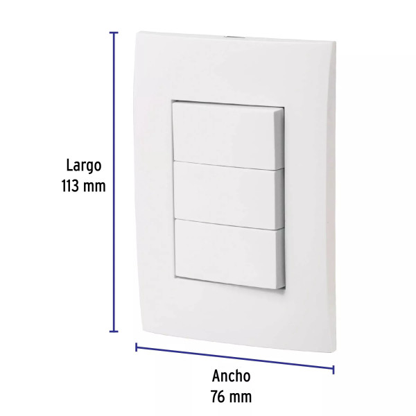 ‣ Placa armada 3 interr. Oslo, blanco | Volteck