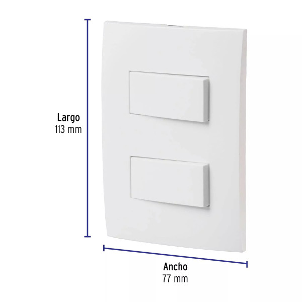 ‣ Placa 2 interruptores línea Oslo blanca | Volteck