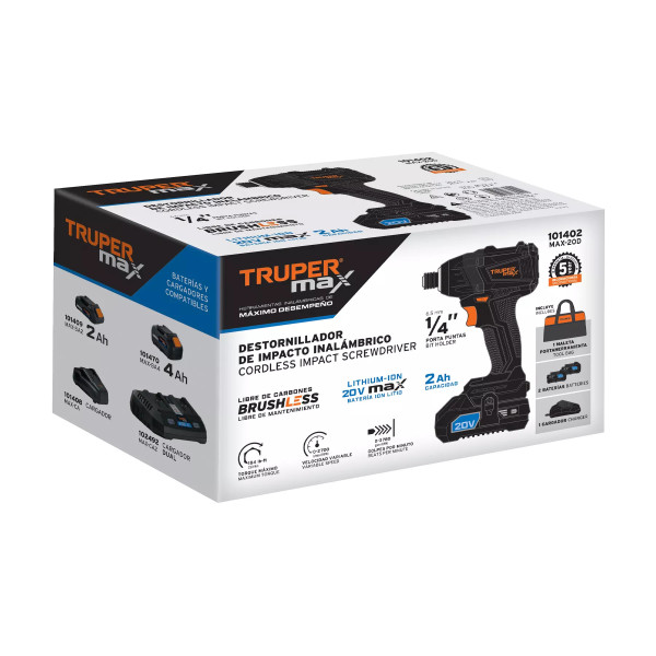 Destornillador de Impacto Inalámbrico 1/4', 20V, Sin Carbones | Herramientas Inalámbricas