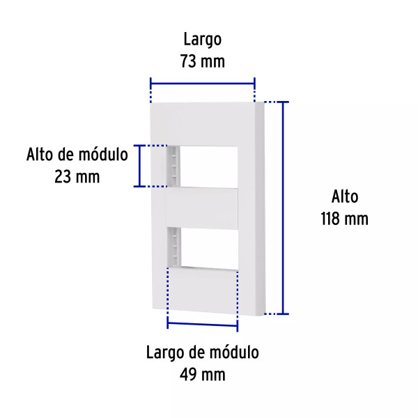 ‣ Placa 2 vent., 1 módulo, línea Esp., blanco | Volteck