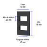‣ Placa 2 ventanas, línea Española, negro... | Volteck