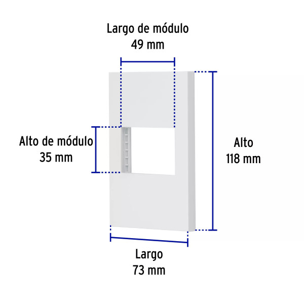 ‣ Placa 1 ventana, 1.5 módulos blanca... | Volteck