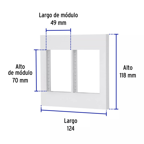‣ Placa 2 ventanas, 6 módulos, línea Esp... | Volteck