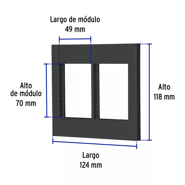 ‣ Placa 2 ventanas, 6 mòdulos, línea Españ... | Volteck