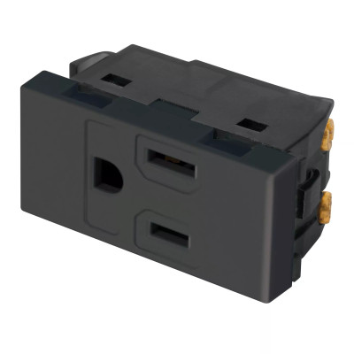 ‣ Contacto aterrizado módulo Español negro... | Volteck