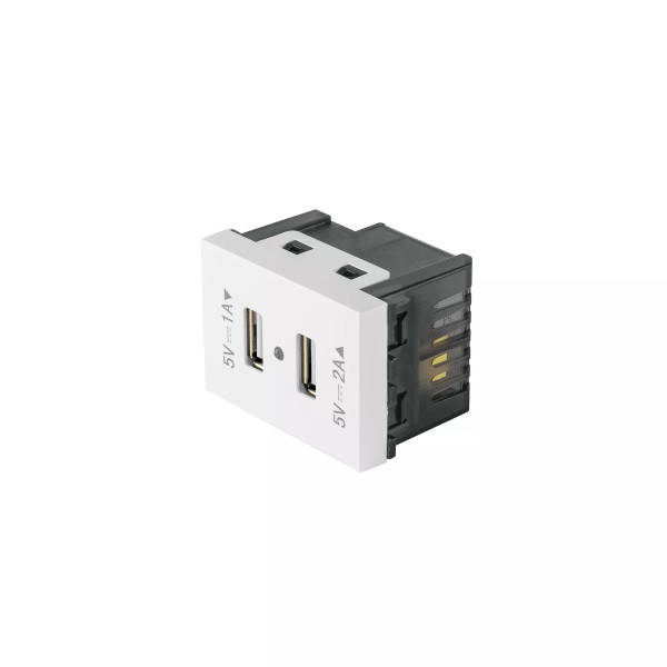 ‣ Toma USB 1.5 módulos blanca, línea Esp... | Volteck