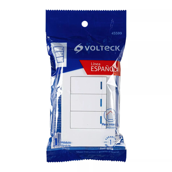 ‣ Placa 3 interruptores, 1 módulo, Española... | Volteck
