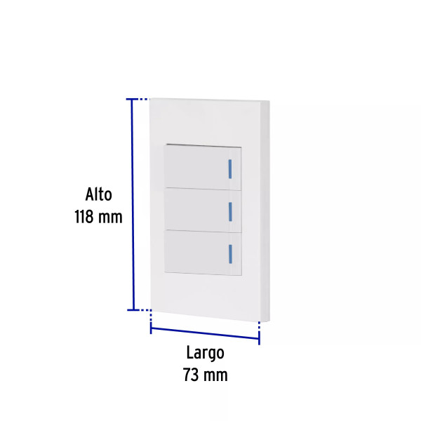 ‣ Placa 3 interruptores, 1 módulo, Española... | Volteck