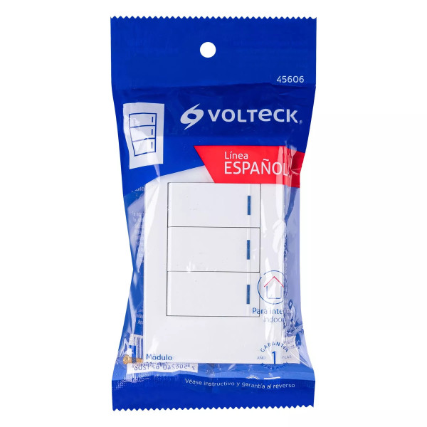 ‣ Placa 3 interruptores 1 mod Española blanca... | Volteck