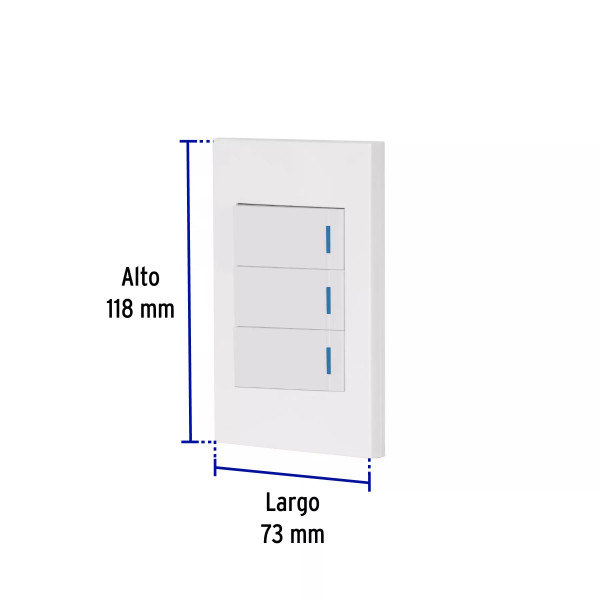 ‣ Placa 3 interruptores 1 mod Española blanca... | Volteck