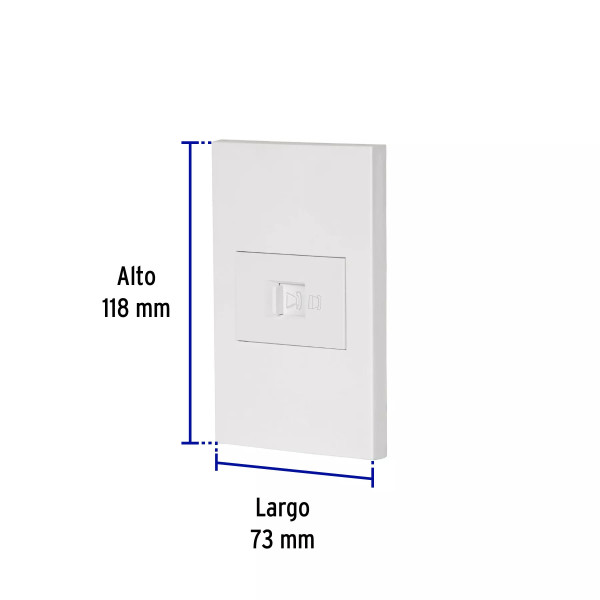 ‣ Placa armada 1 toma tel, 1.5 mod, Blanca | Volteck