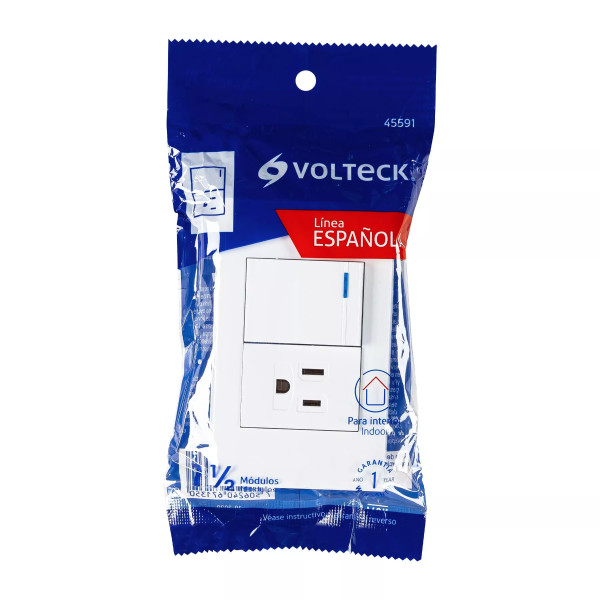 ‣ Placa armada 1 interruptor y contacto... | Volteck