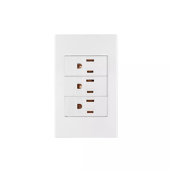 ‣ Placa 3 contactos 1 módulo Española blanco | Volteck