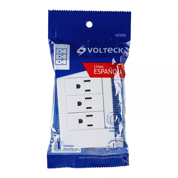 ‣ Placa 3 contactos 1 módulo Española blanco | Volteck