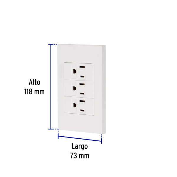 ‣ Placa 3 contactos 1 módulo Española blanco | Volteck