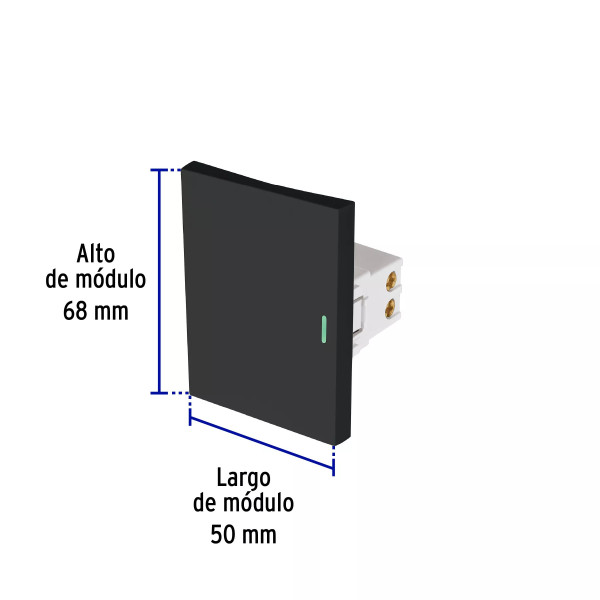 ‣ Interruptor sencillo negro, 3 módulos Lisboa | Volteck