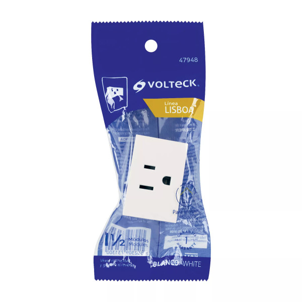 ‣ Contacto aterrizado Lisboa 1.5 módulos blanco... | Volteck