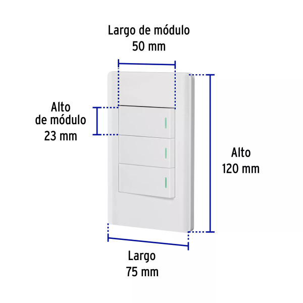 ‣ Placa armada blanca 3 interruptores Lisboa... | Volteck