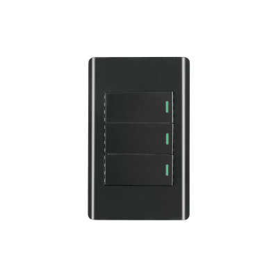 ‣ Placa armada negra 3 interruptores Lisboa... | Volteck