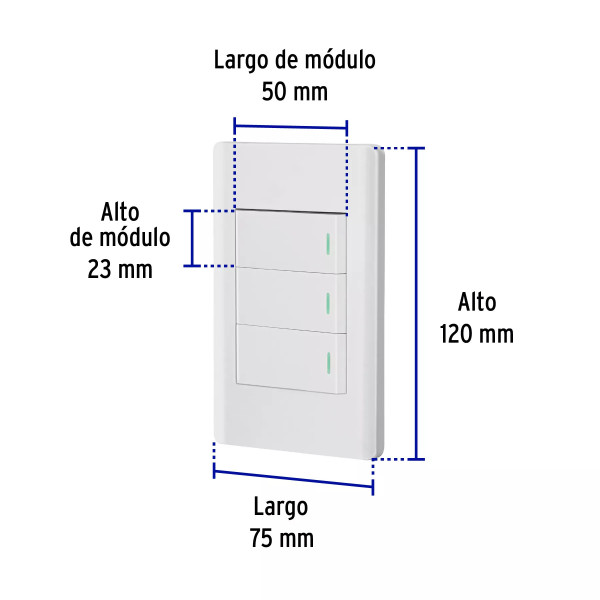 ‣ Placa armada blanca 2 interruptores 1 mód... | Volteck