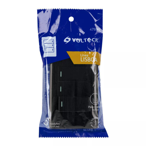 ‣ Placa armada negra 2 interruptores... | Volteck