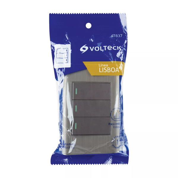 ‣ Placa armada acero 2 interruptores Lisboa... | Volteck