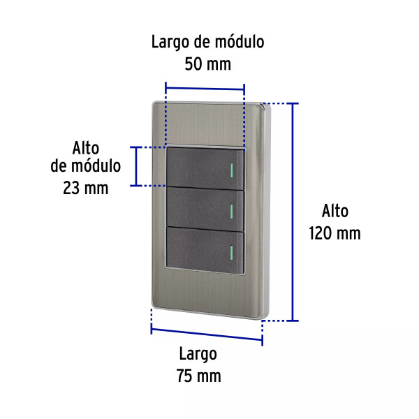 ‣ Placa armada acero 2 interruptores Lisboa... | Volteck