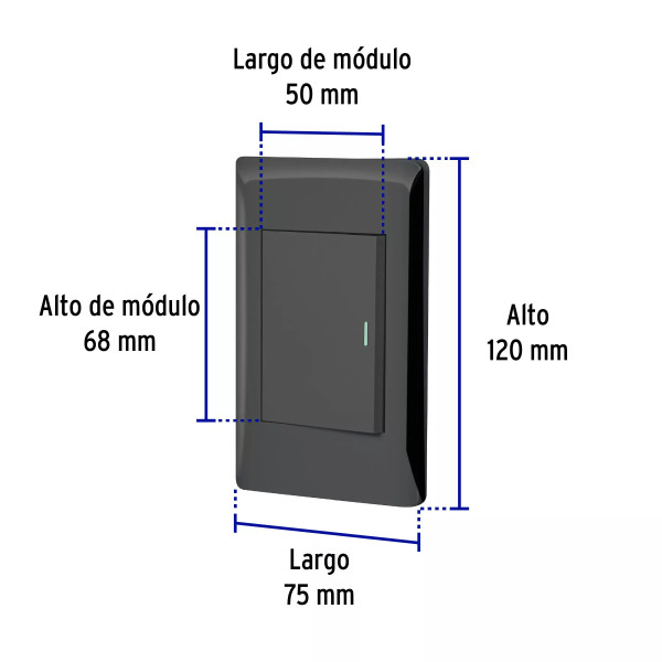 ‣ Placa negra 1 interruptor 3 módulos Lisboa... | Ferretodo