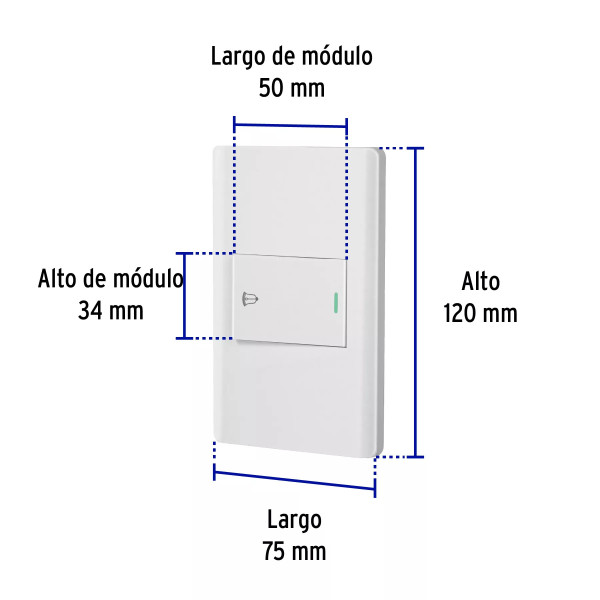 ‣ Placa armada blanca 1 interruptor, Lisboa... | Volteck