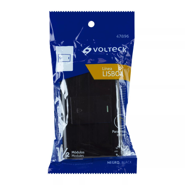 ‣ Placa armada negra 1 interruptor... | Volteck