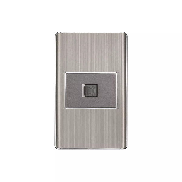 ‣ Placa armada Lisboa inox 1 toma tel... | Volteck