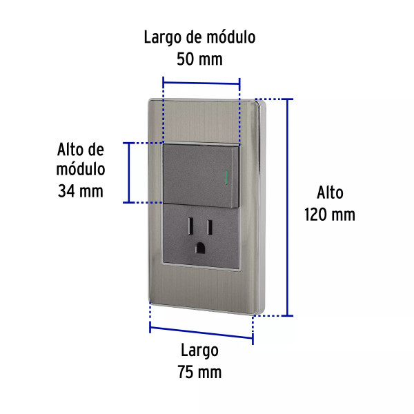‣ Placa acero interruptor Lisboa 1.5 mód... | Volteck