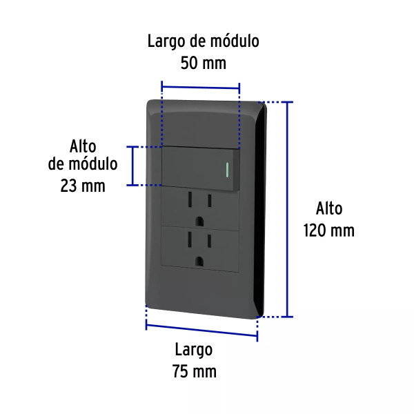 ‣ Placa armada negra interruptor Lisboa... | Volteck
